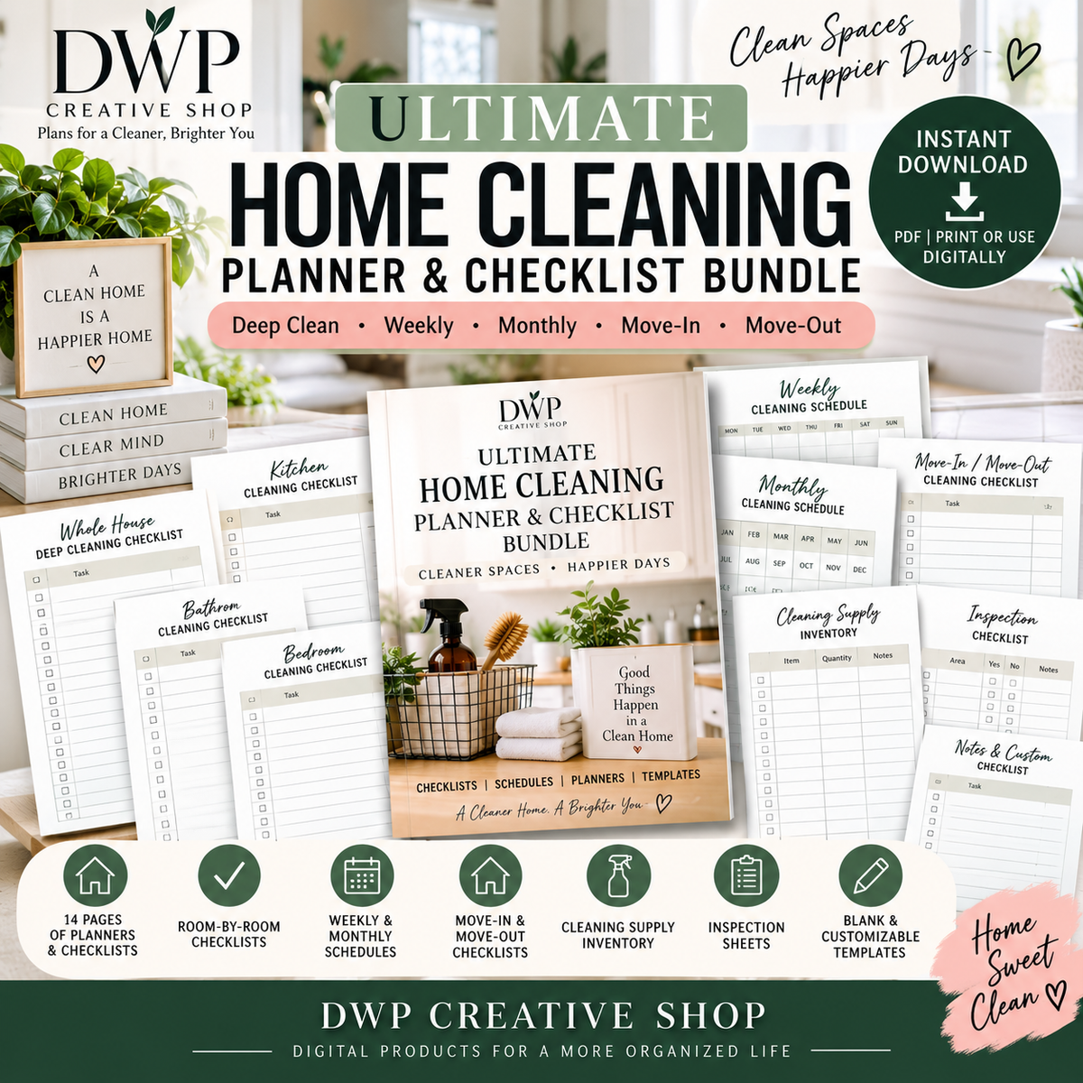 Ultimate Home Cleaning Planner & Checklist Bundle